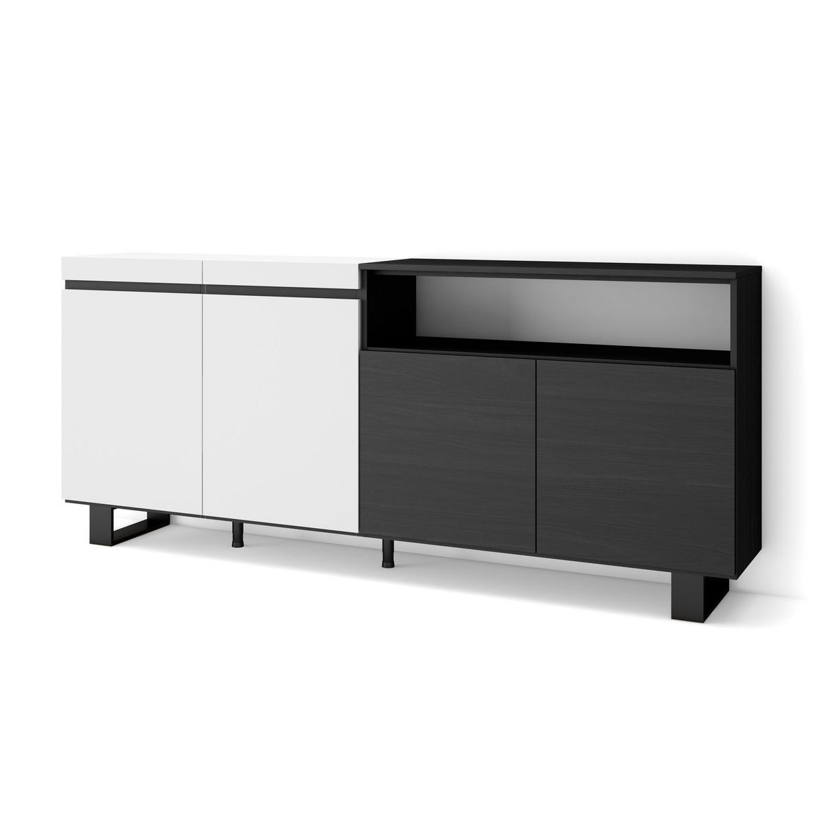 SIDEBOARD weiß und schwarz, 200/35/87cm - Multicolor, Holzwerkstoff (200/87/35cm) - Skraut Home