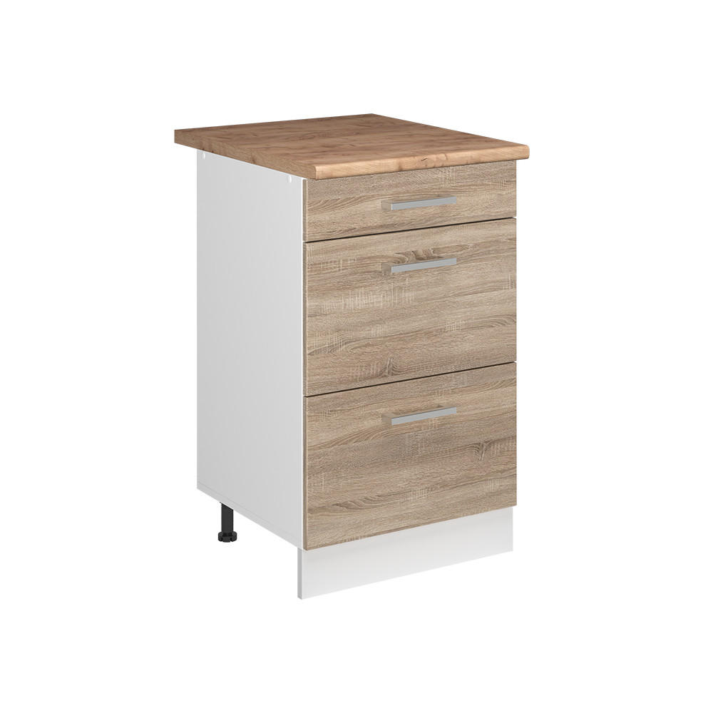 KÖKSUNDERSKÅP R-Line, Sonoma/Vit, 50 cm Auksinis ąžuolas stalviršis Sonoma ek, Vit 81.6/50/60 cm