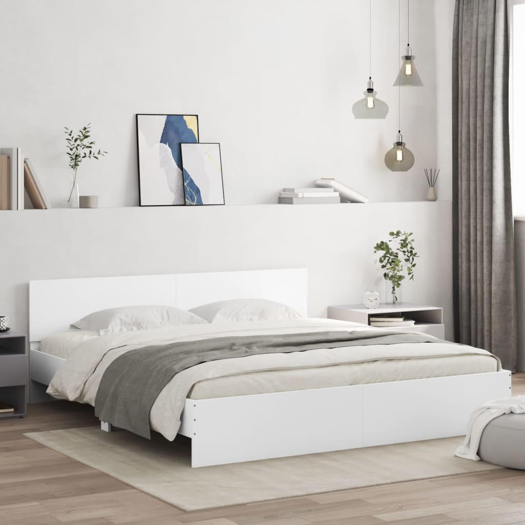 BETTGESTELL mit Kopfteil Weiß 200x200 cm - Weiß, Holzwerkstoff (200/200cm) - furnicato