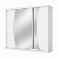 KLEIDERSCHRANK Nox 240 cm Weiß Spiegel 4 Schubladen Griffe silber - Weiß, Holzwerkstoff (240/216/61cm) - KS Home Concept