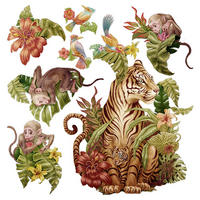 WANDAUFKLEBER 60x80cm - Dschungelsafari - Multicolor, Kunststoff (60/80/0.1cm) - Wallfluent