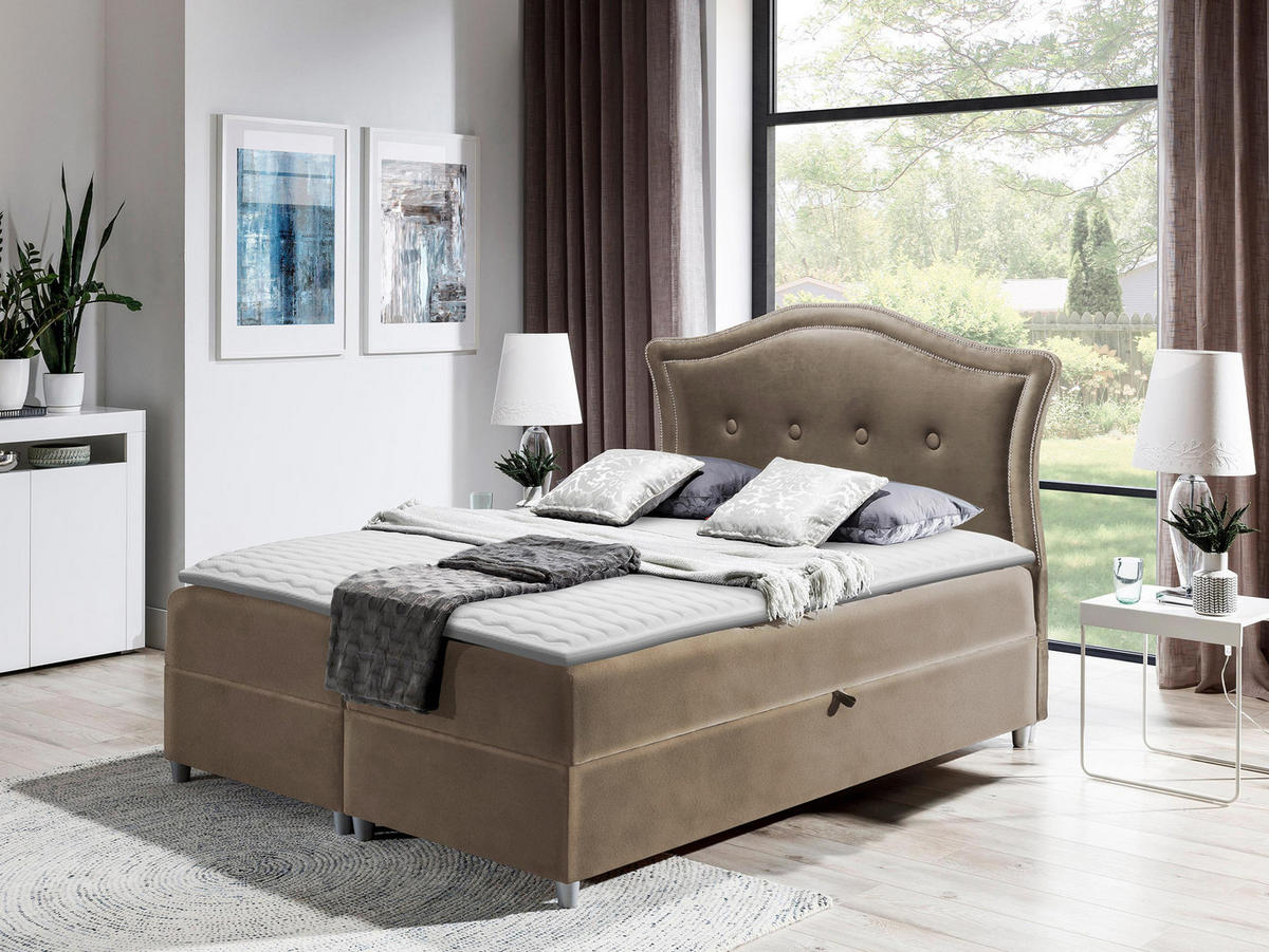 BOXBETT Bedran - Braun, Holz (180/200cm) - MIRJAN24