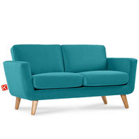 SOFA TAGIO mit Armlehnen, Türkisblau - Türkis/Braun, Buchenholz/Textil (153/80/84cm) - KONSIMO®