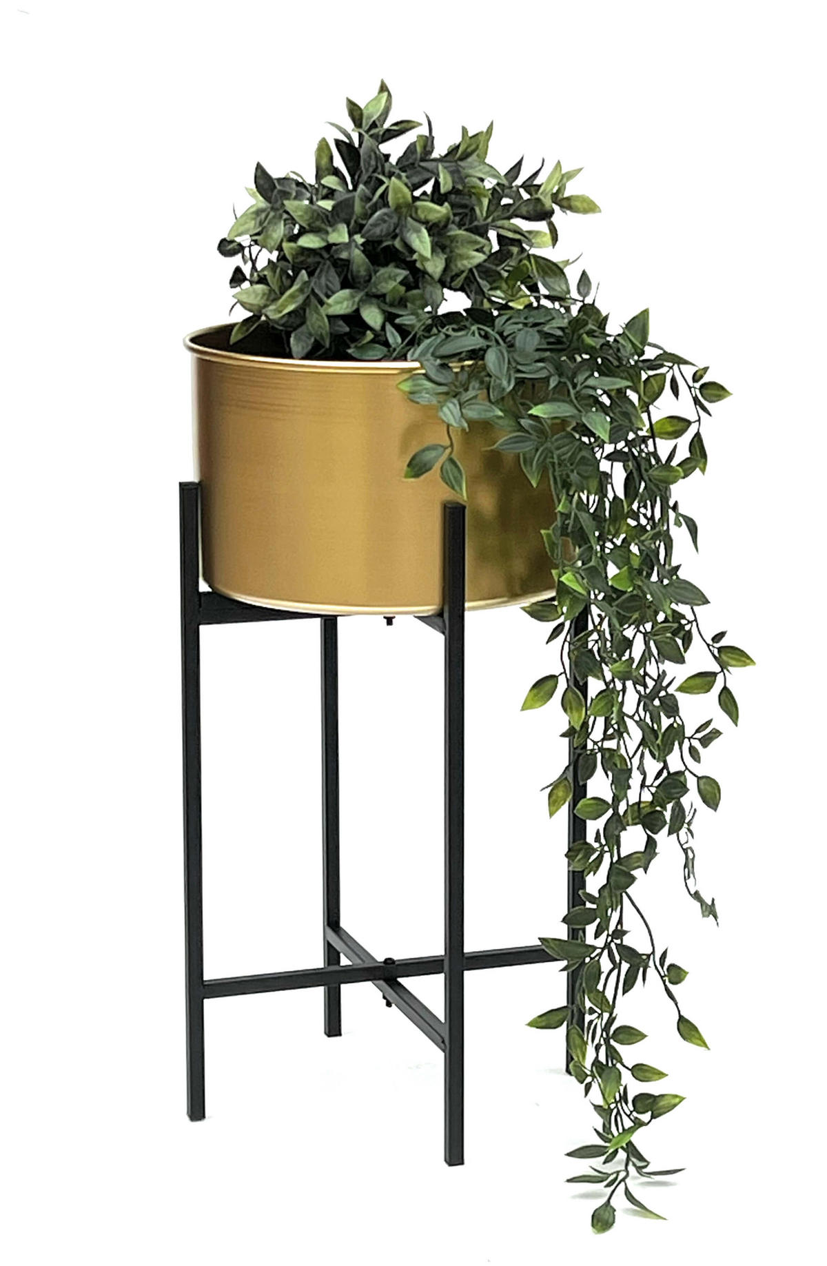 BLUMENHOCKER mit Topf Gold Metall Schwarz 50 cm - Goldfarben, Metall (20/49/20cm) - DanDiBo