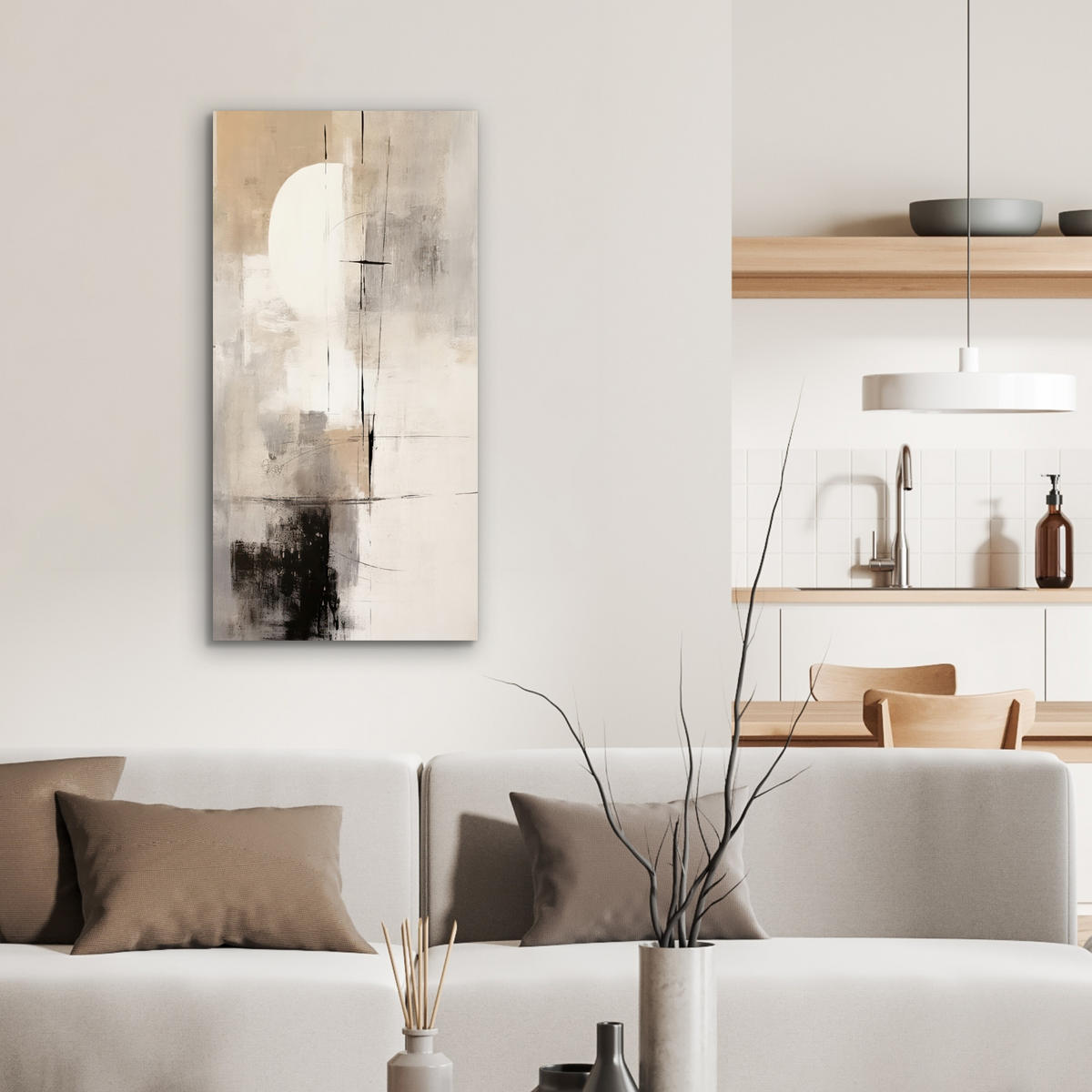 KOVOVÝ OBRAZ Abstraktné - Umenie - Sivé 40x80 cm - svetlosivá, kov (40/80cm) - MuchoWow