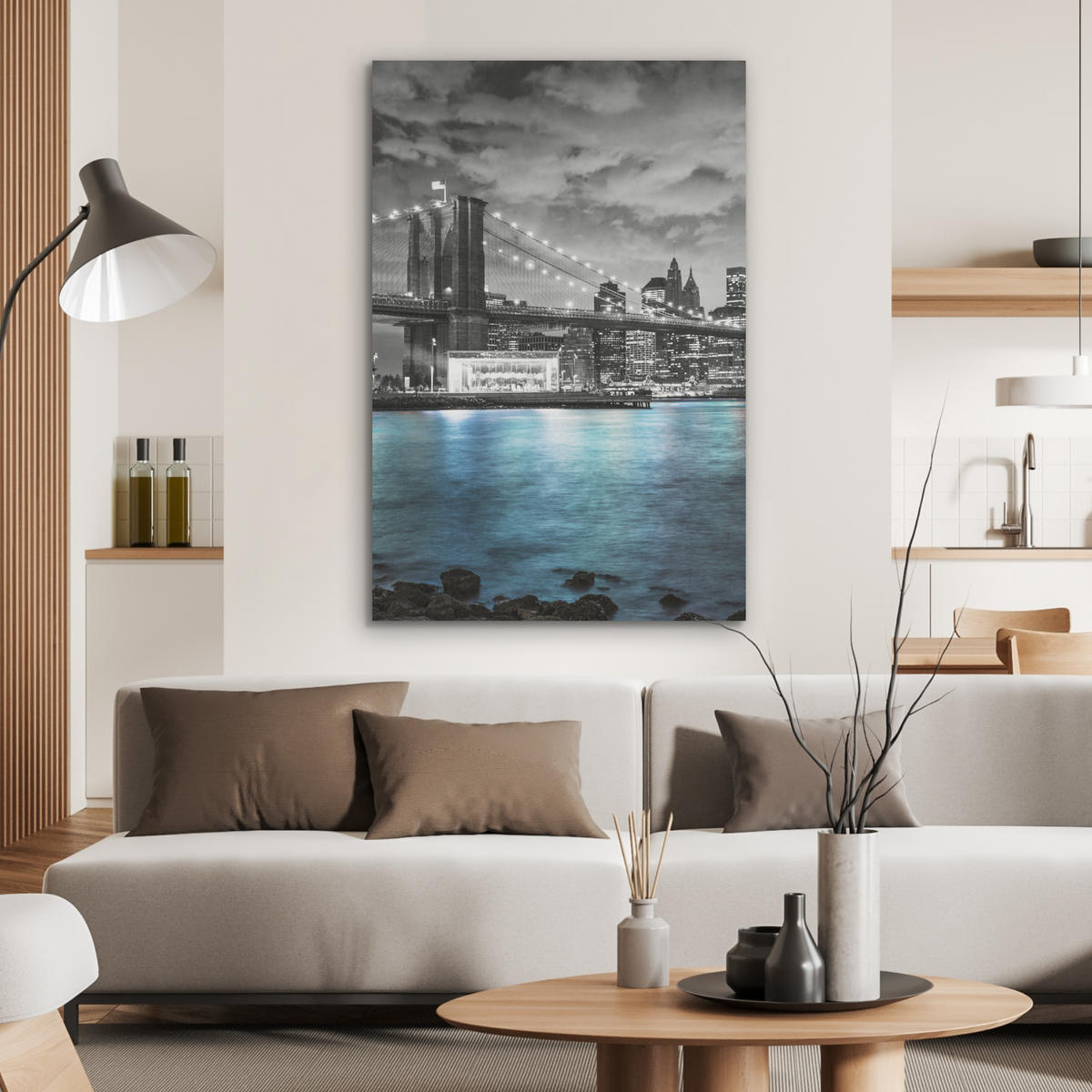 AKUSTIKBILD New York - Skyline - Stadt - Blau Wanddeko 60x90 cm - Blaugrau, Kunststoff (60/90/0.9cm) - MuchoWow