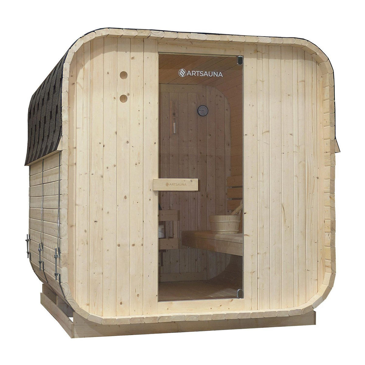 FASSSAUNA Nolvik XL inkl. Zubehör-Set - Naturfarben, Holz (185/194/220cm) - Artsauna