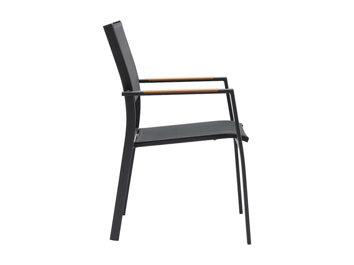 GARTENSTUHL - 57cm x 60cm - Textilene - anthrazitgrau - MACILA - Anthrazit, Metall (57/89/60cm) - Vente-Unique