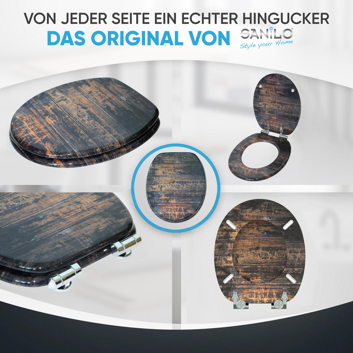 WC-SITZ mit Absenkautomatik Vintage - Braun, Holzwerkstoff (38/6/47cm) - Sanilo