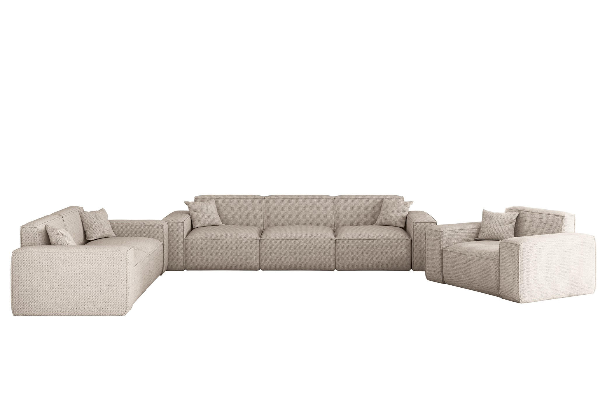 SOFASET Celes Premium 3-2-1 In Artico - Creme, Holzwerkstoff/Textil (218/73/90cm) - Fun Möbel
