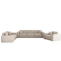 SOFASET Celes Premium 3-2-1 In Artico - Creme, Holzwerkstoff/Textil (218/73/90cm) - Fun Möbel