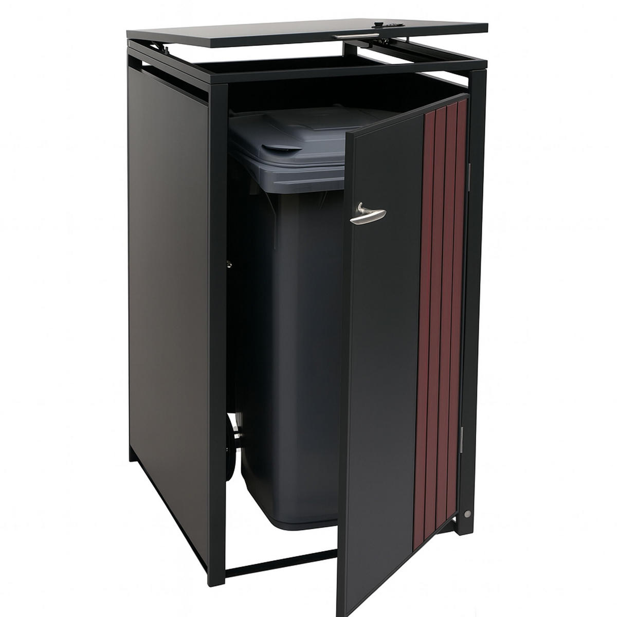 1ER-MÜLLTONNENVERKLEIDUNG Anthrazit, Braun - Anthrazit/Braun, Metall (68/122/84cm) - MCW