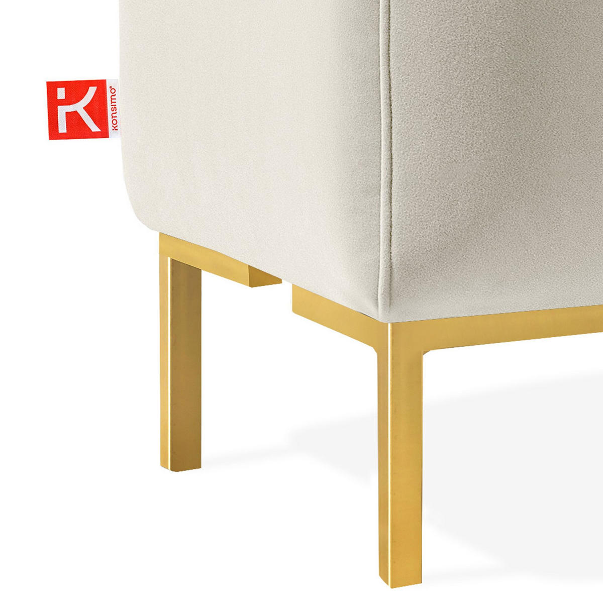SITZHOCKER Polsterhocker PECCO, Veloursstoff - Goldfarben/Creme, Holz/Textil (60/50/50cm) - KONSIMO®