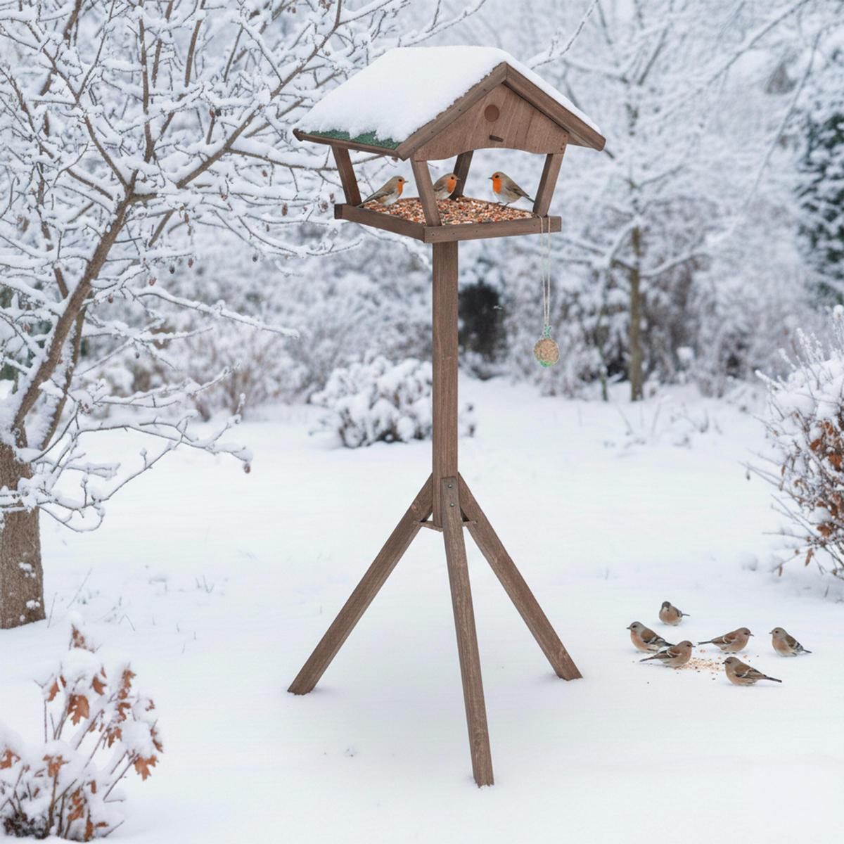 VOGELFUTTERHAUS - Braun, Holz (66/137/59cm) - Relaxdays