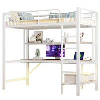 HOCHBETT 90/200 cm in Weiß mit Schreibtisch, Regal und Rausfallschutz - Weiß, Metall (90/200cm) - BEAOK