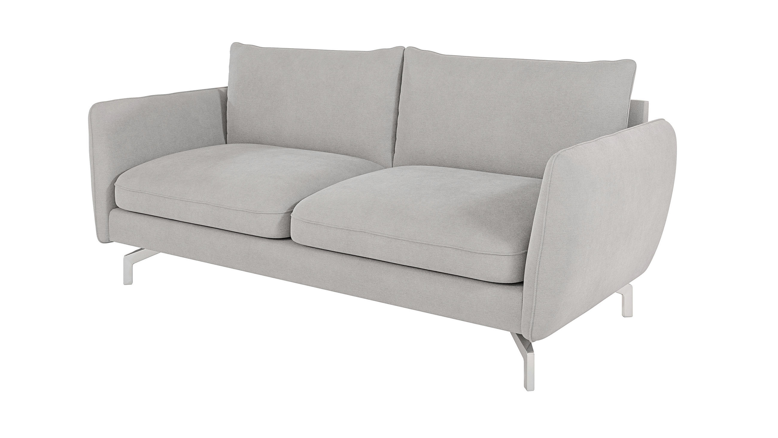 3-SITZER-SOFA Elou Silber Microfaser - Chromfarben/Silberfarben, Holz/Textil (203/87/92cm) - S-Style Möbel