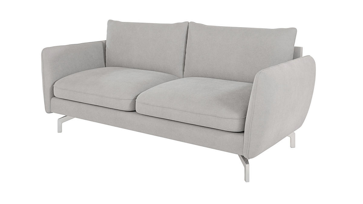 3-SITZER-SOFA Elou Silber Microfaser - Chromfarben/Silberfarben, Holz/Textil (203/87/92cm) - S-Style Möbel