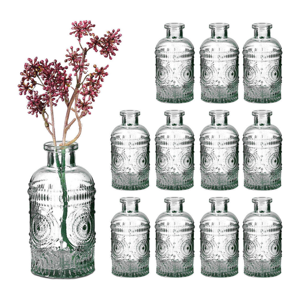 12xGLASVASE - Transparent, Glas (6/13cm) - Relaxdays