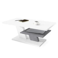 COUCHTISCH rechteckig Weiß matt Beton mit Ablage - Hellgrau/Weiß, Holzwerkstoff (60/110/45cm) - designimpex