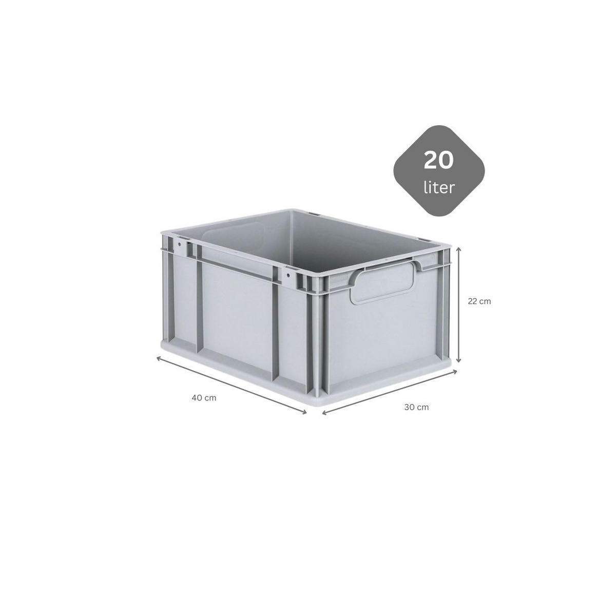 EUROBOX 8x Nextgen Economy Mit Scharnierdeckel Grau/BlauGriffe Geschlossen 20 Liter - Blau, Kunststoff (30/22/40cm) - PROREGAL