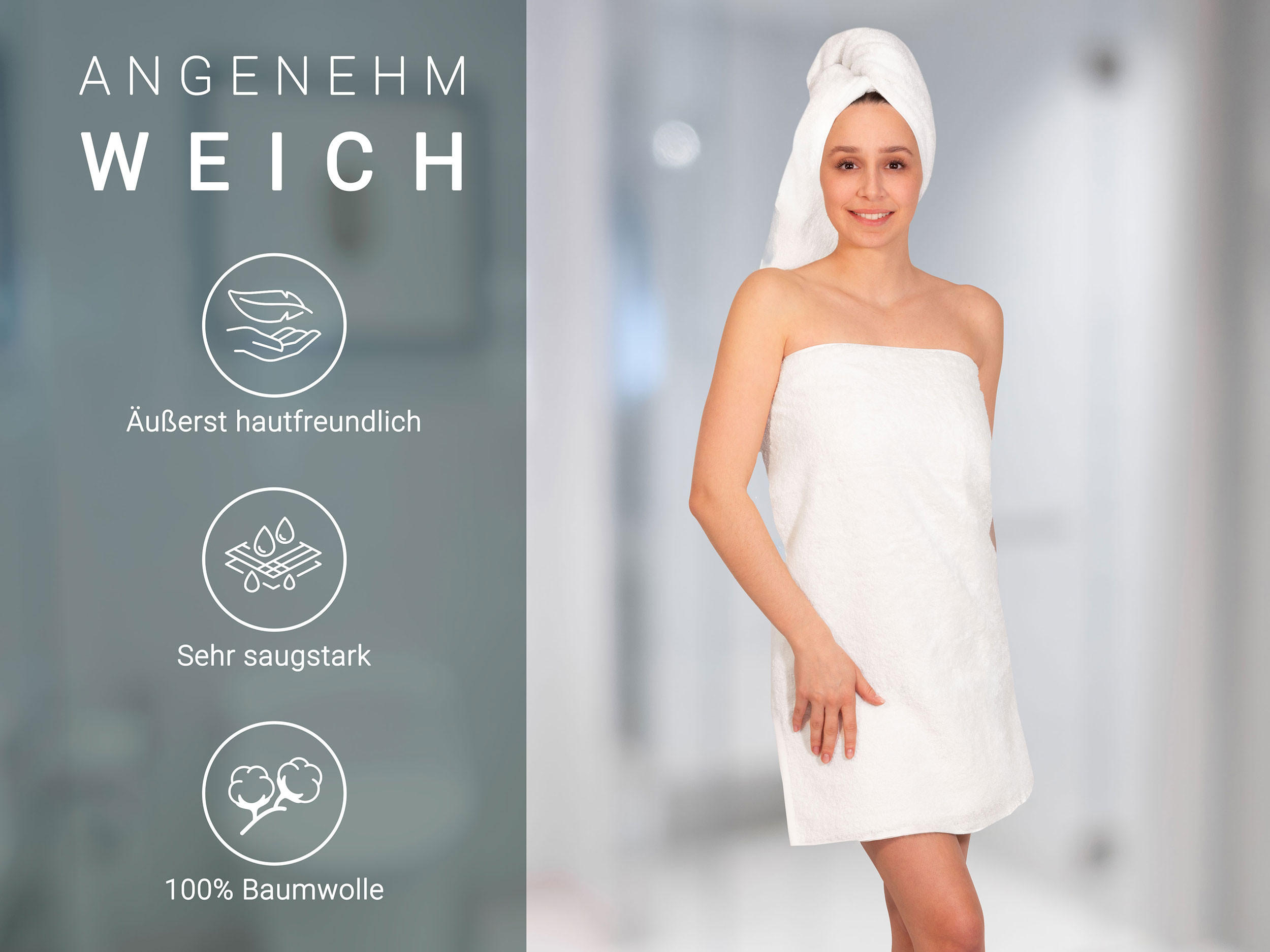 DUSCHTÜCHER, 3er-Set, 70x140 cm, 100% Baumwolle, Weiß - Weiß, Textil (70/140cm) - Zollner