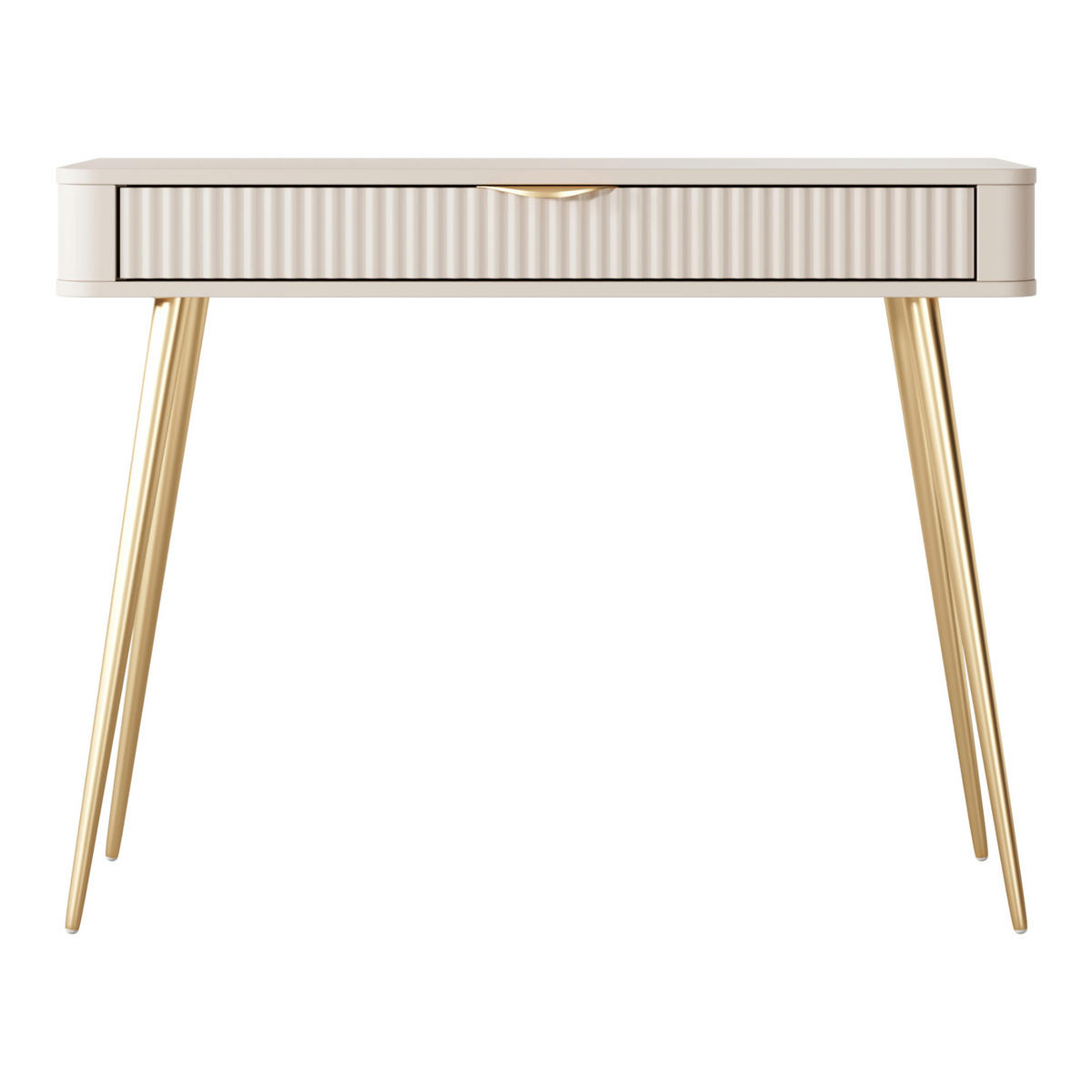 SCHMINKTISCH LEKNES TOA1 Reliefierte Fronten aus MDF-Platte Beige Beige - Beige, Holzwerkstoff (100/38/78cm) - Komodee