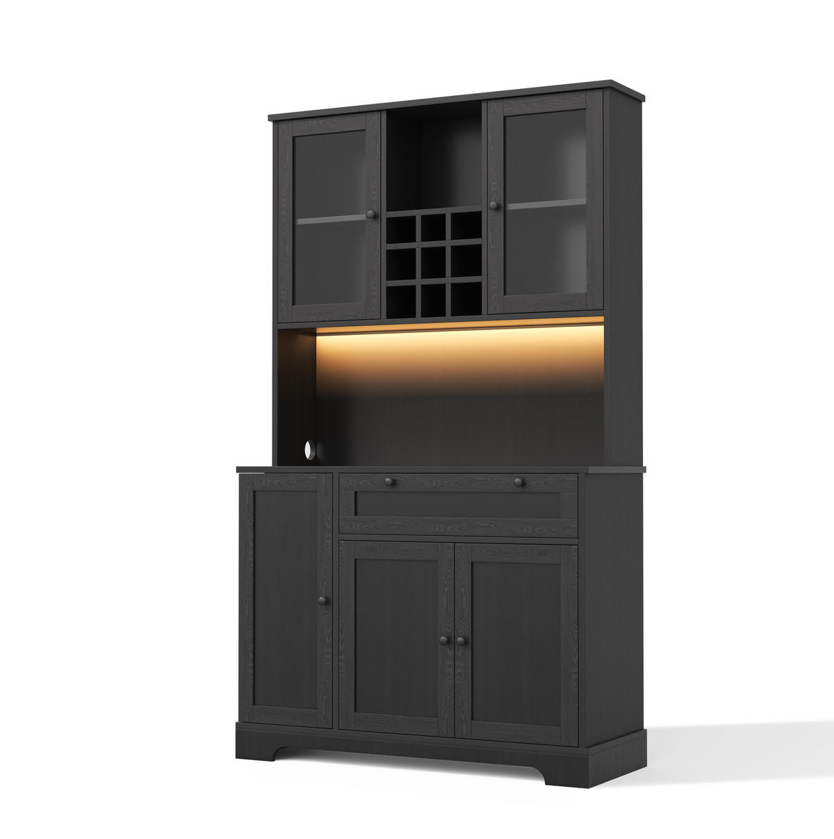 HOCHSCHRANK mit LED-Beleuchtung 180 x 105 x 40 cm Schwarz - Schwarz, Holzwerkstoff (40/180/105cm) - Meubliv