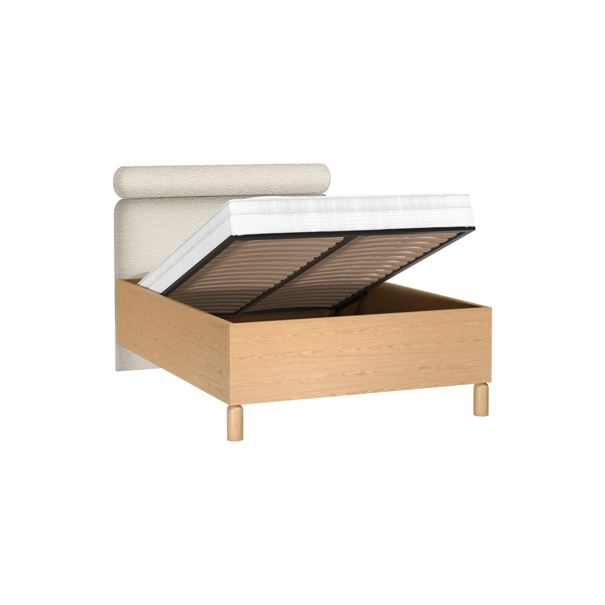 BETT MIT BETTKASTEN Sanden SN-12 140 x 200 cm Eiche Bookmatch - Eichefarben, Holz/Holzwerkstoff (140/200cm) - Koseto