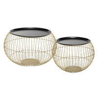 KAFFEETISCH 2er-SET rund, Gold, Schwarz - Goldfarben, Metall (66.5/66.5/42.5cm) - Atmosphera Createur d´interieur