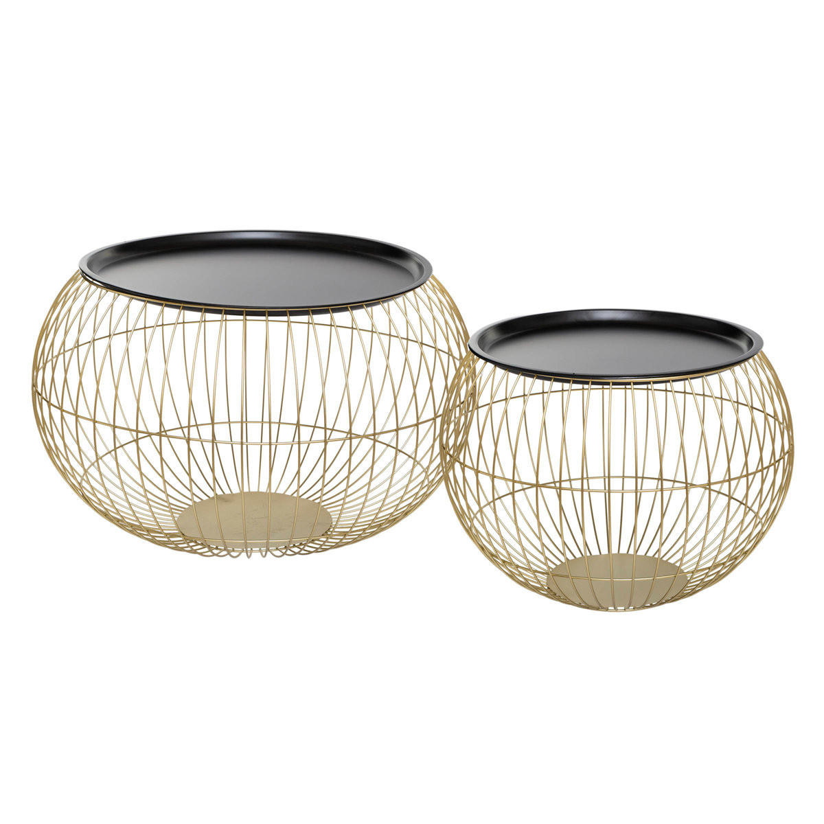 KAFFEETISCH 2er-SET rund, Gold, Schwarz - Goldfarben, Metall (66.5/66.5/42.5cm) - Atmosphera Createur d´interieur