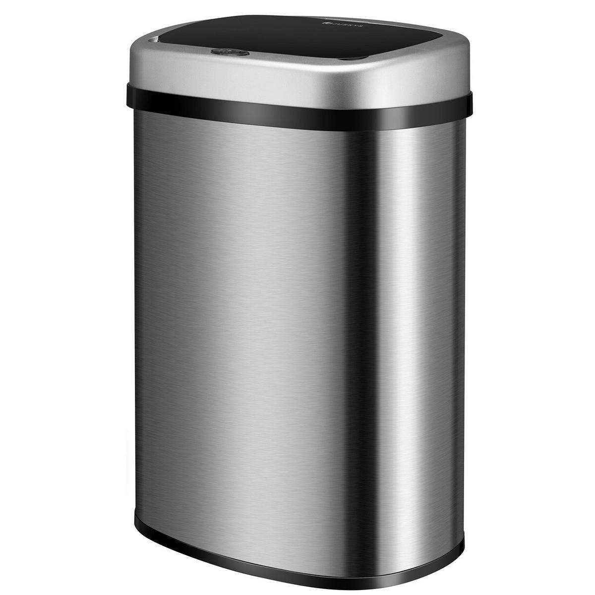 MÜLLEIMER viereckig 50L silber mit Sensor - Silberfarben, Metall (40/58/29cm) - Juskys