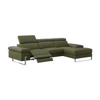 ECKSOFA Lete Echtleder mit 1 x Relaxfunktion Olivgrün - Olivgrün, Leder/Metall (160/232cm)