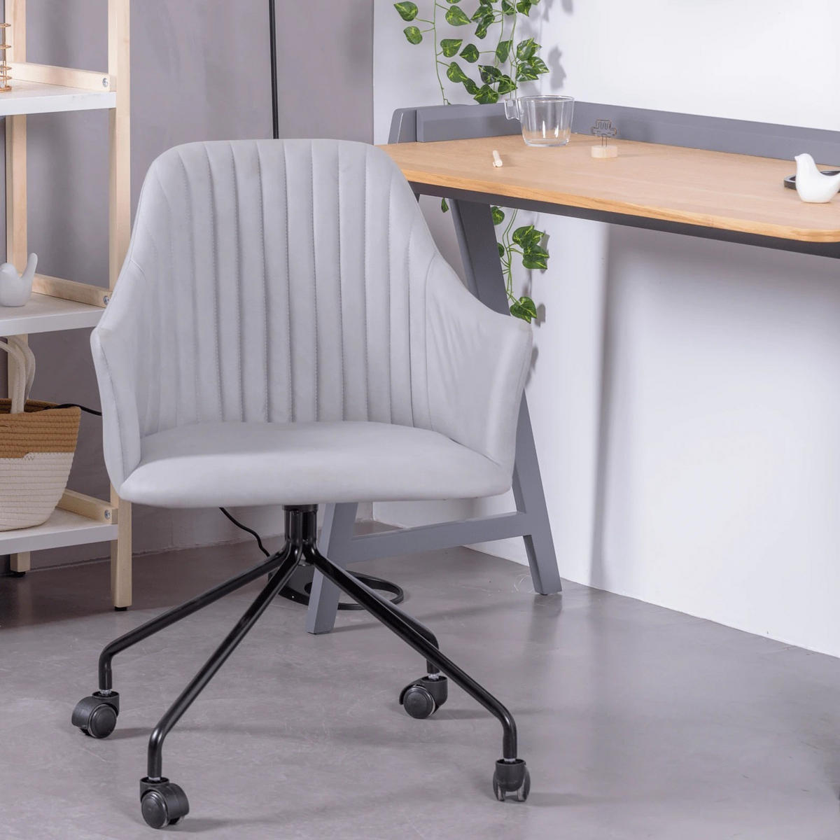 BÜROSTUHL Textil Hellgrau - Hellgrau, Textil (58/82/55cm) - Nest Dream