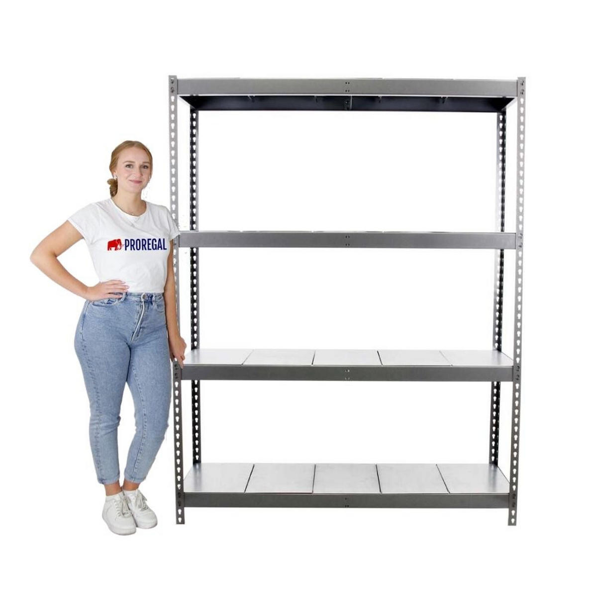 SCHWERLASTREGAL METAL YETI FOUR | HxBxT 200x180x75cm | Fachlast 400kg | Grau - Grau, Metall (180/200/75cm) - PROREGAL