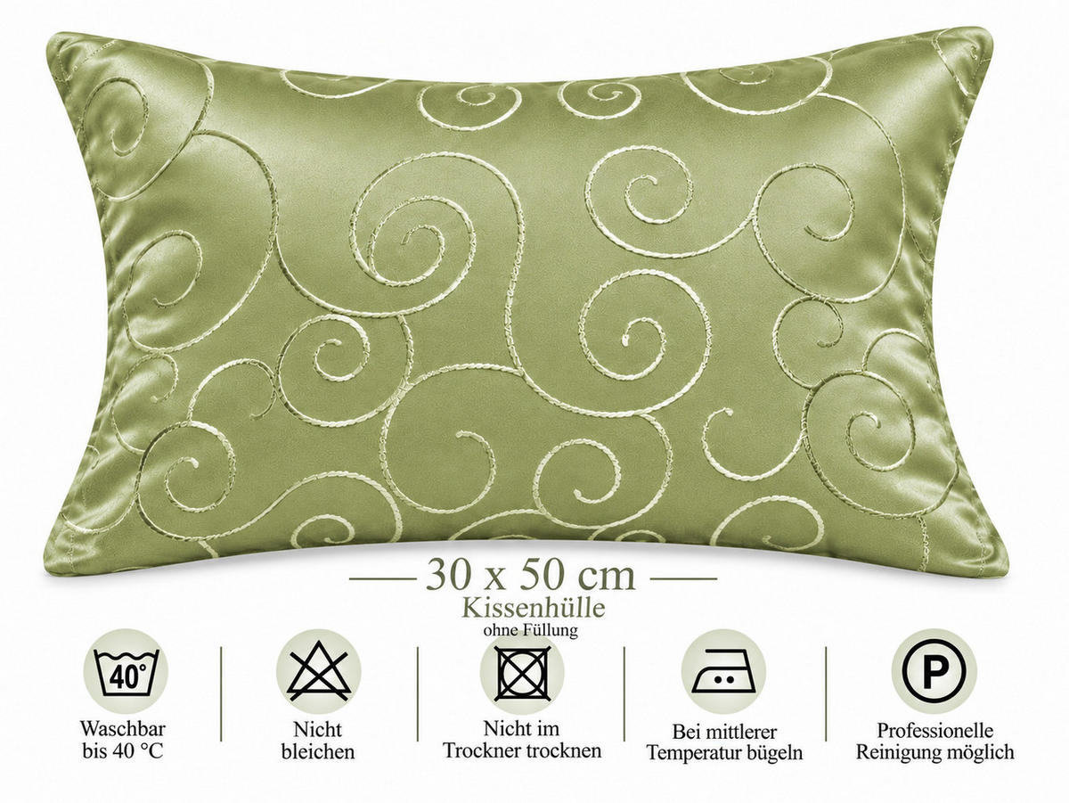 KISSENBEZUG 30x50 cm Lindgrün Damast Circle - Hellgrün, Textil (30/50cm) - TiborTex