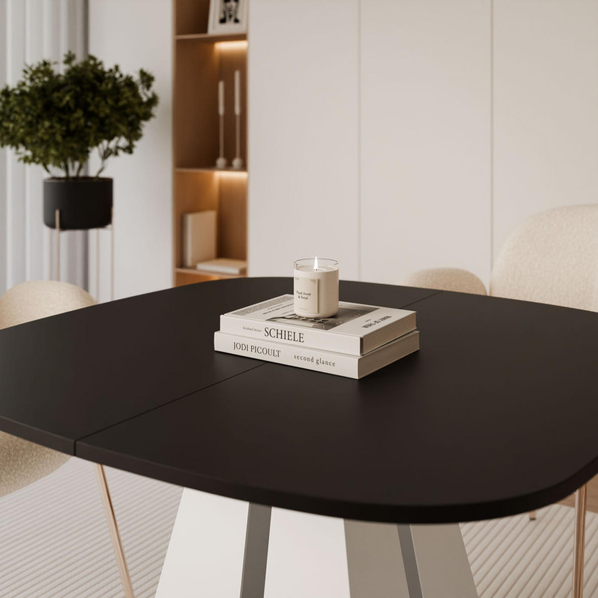AUSZIEHTISCH ZELO 120/60/76 cm, Weiß / Schwarz - Schwarz/Weiß, Holzwerkstoff/Metall (60/120/76cm) - Idohome