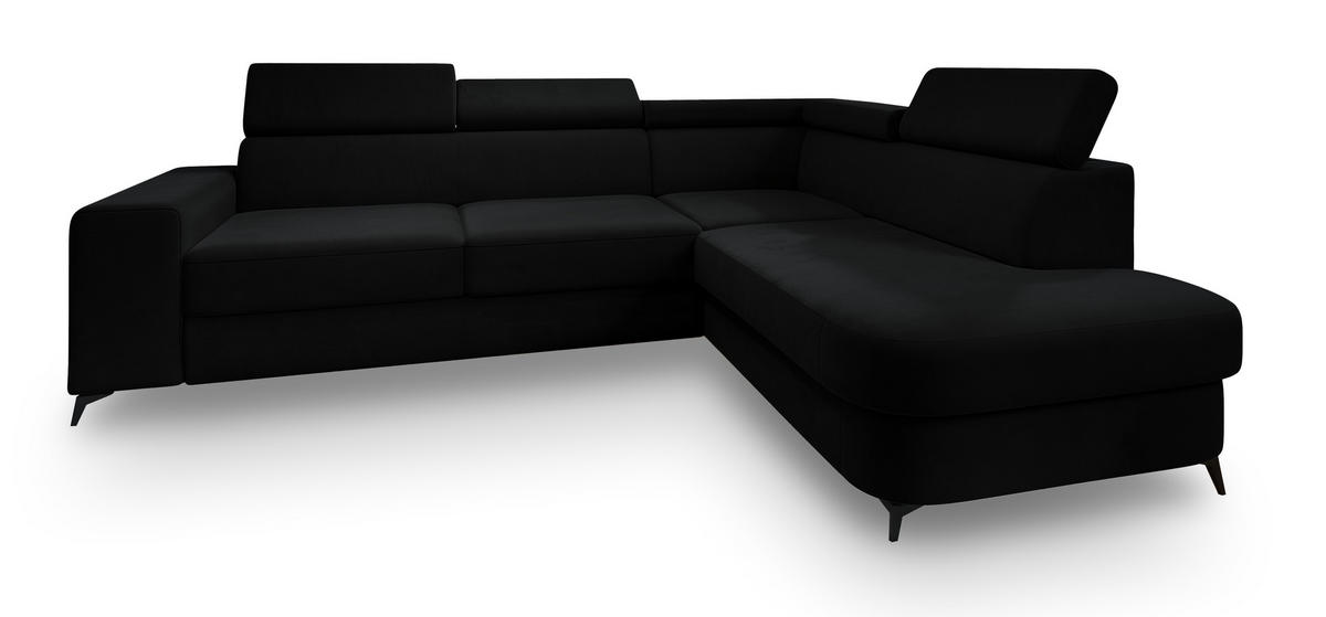 ROHOVÁ SEDAČKA ALVORO černá - černá, kov/dřevo (253/190cm) - MASSENO