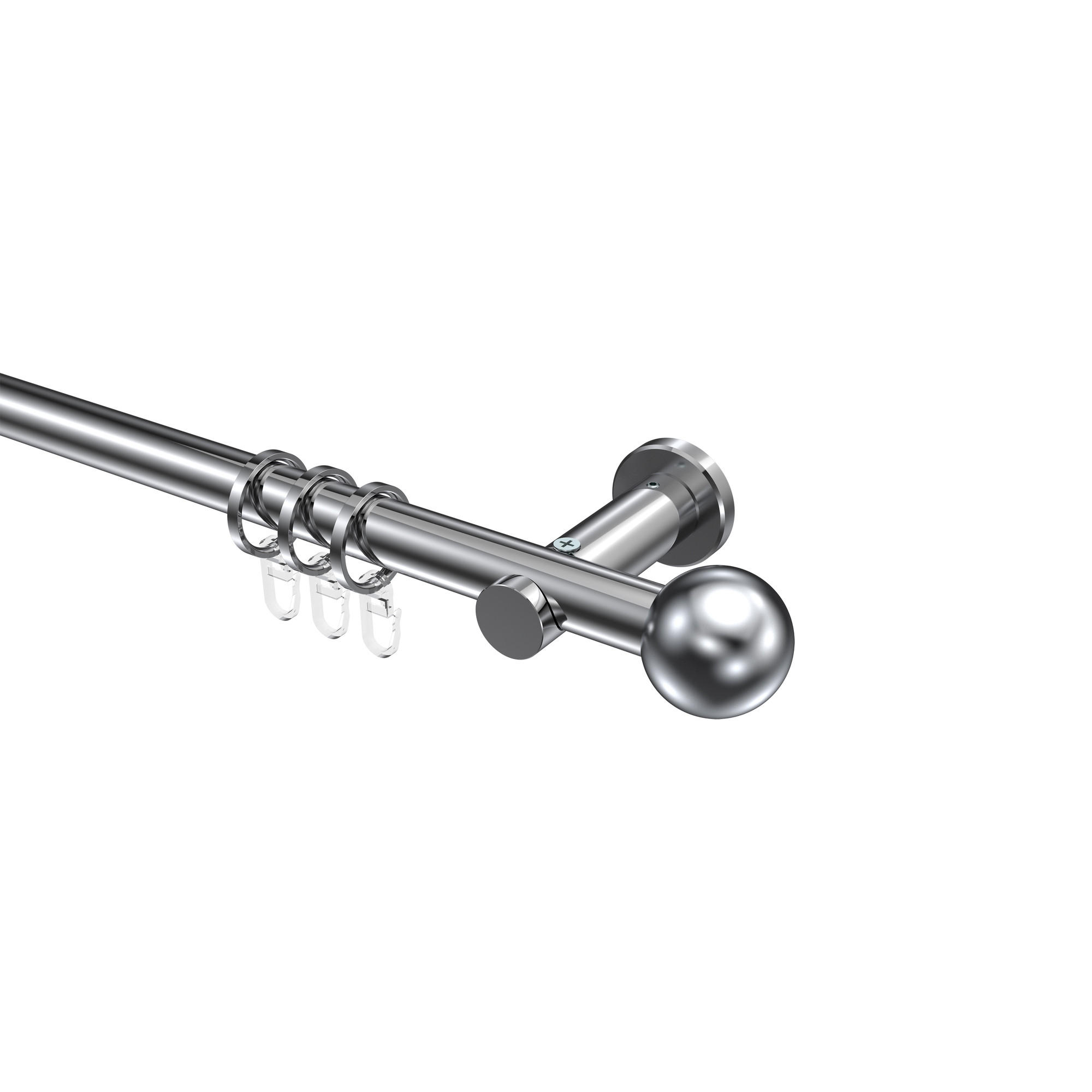 GARDINENSTANGEN-SET Platon Luino 420 cm (geteilt in 3 x 140 cm), 1-läufig, 20 mm Ø Chrom - Chromfarben, Metall (420cm) - INTERDECO