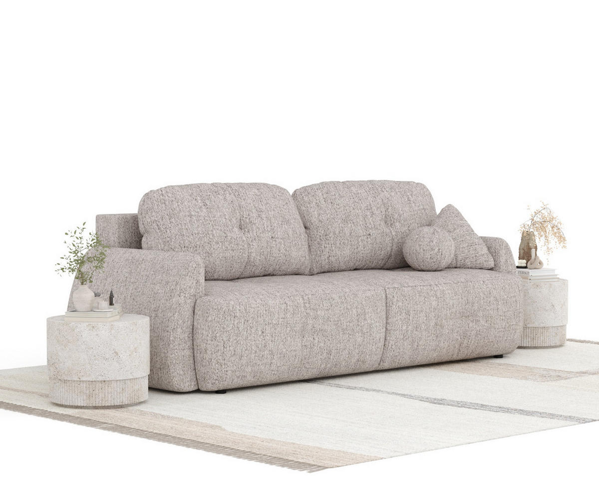 SCHLAFSOFA Loca Hellbraun Webstoff - Hellbraun/Schwarz, Holz/Holzwerkstoff (248/92/103cm) - Maison de Reve
