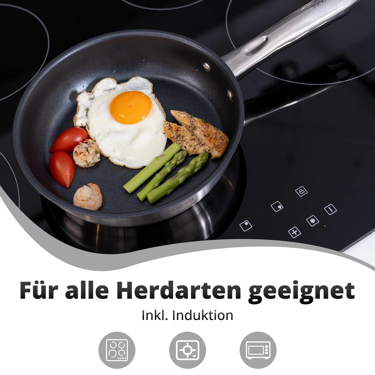 BRATPFANNENSET Schwarz 3er set 20/24/28cm - Silberfarben, Metall (28/28/5cm) - Kaket