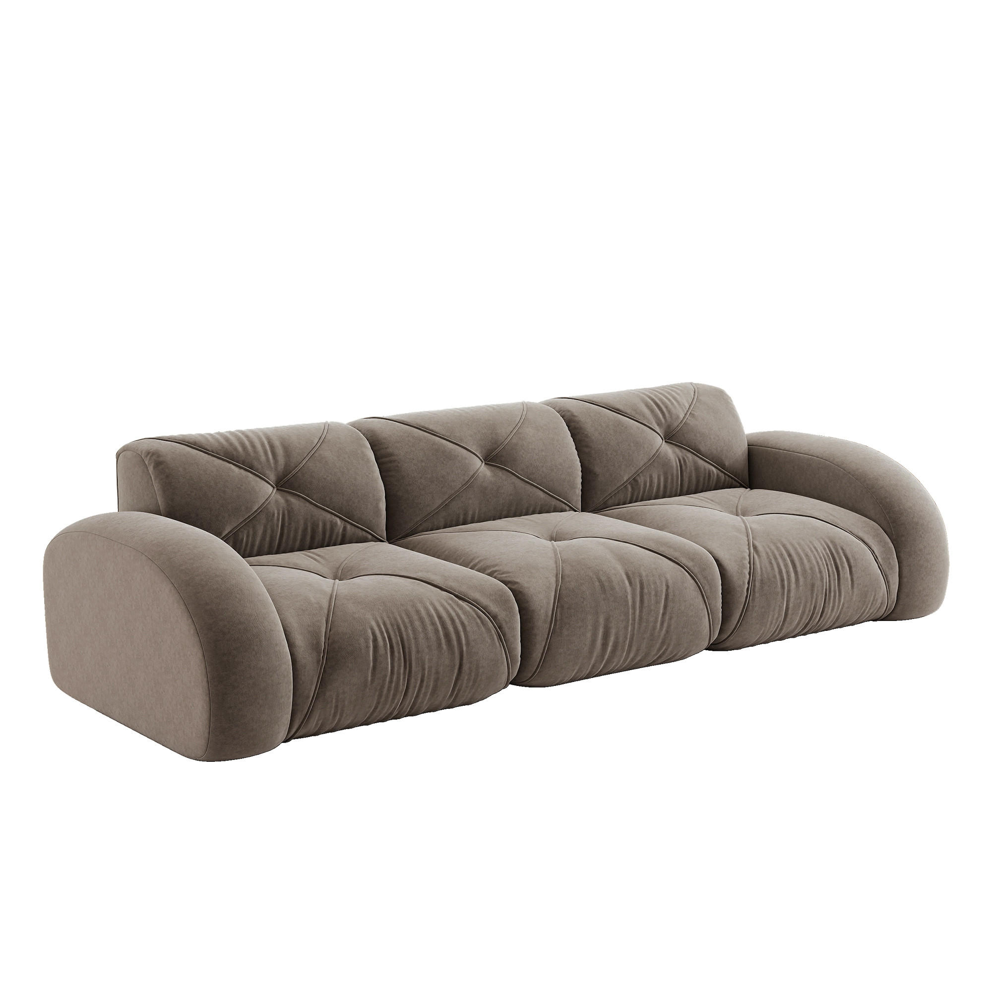SOFA rahmenloses Modulsofa Chenille Braun - Grau, Kunststoff (95/76/281cm) - Meubliv