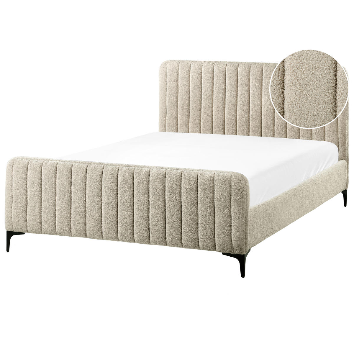 POLSTERBETT mit Lattenrost 140x200 cm Beige Lunan - Beige, Textil (140/200cm) - Beliani