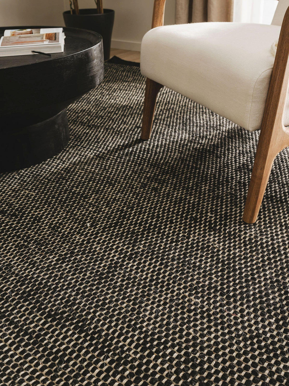 WOLLTEPPICH Rocco Schwarz/Weiß 200x300 cm - Schwarz, Textil (200/300cm) - benuta Pure