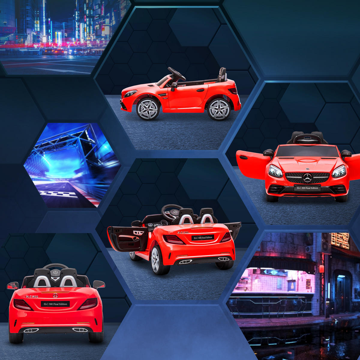 KINDER Elektroauto, 12V Kinderfahrzeug mit 2,4G-Fernbedienung, Musik USB - Rot, Metall (107/62.5/44cm) - AIYAPLAY