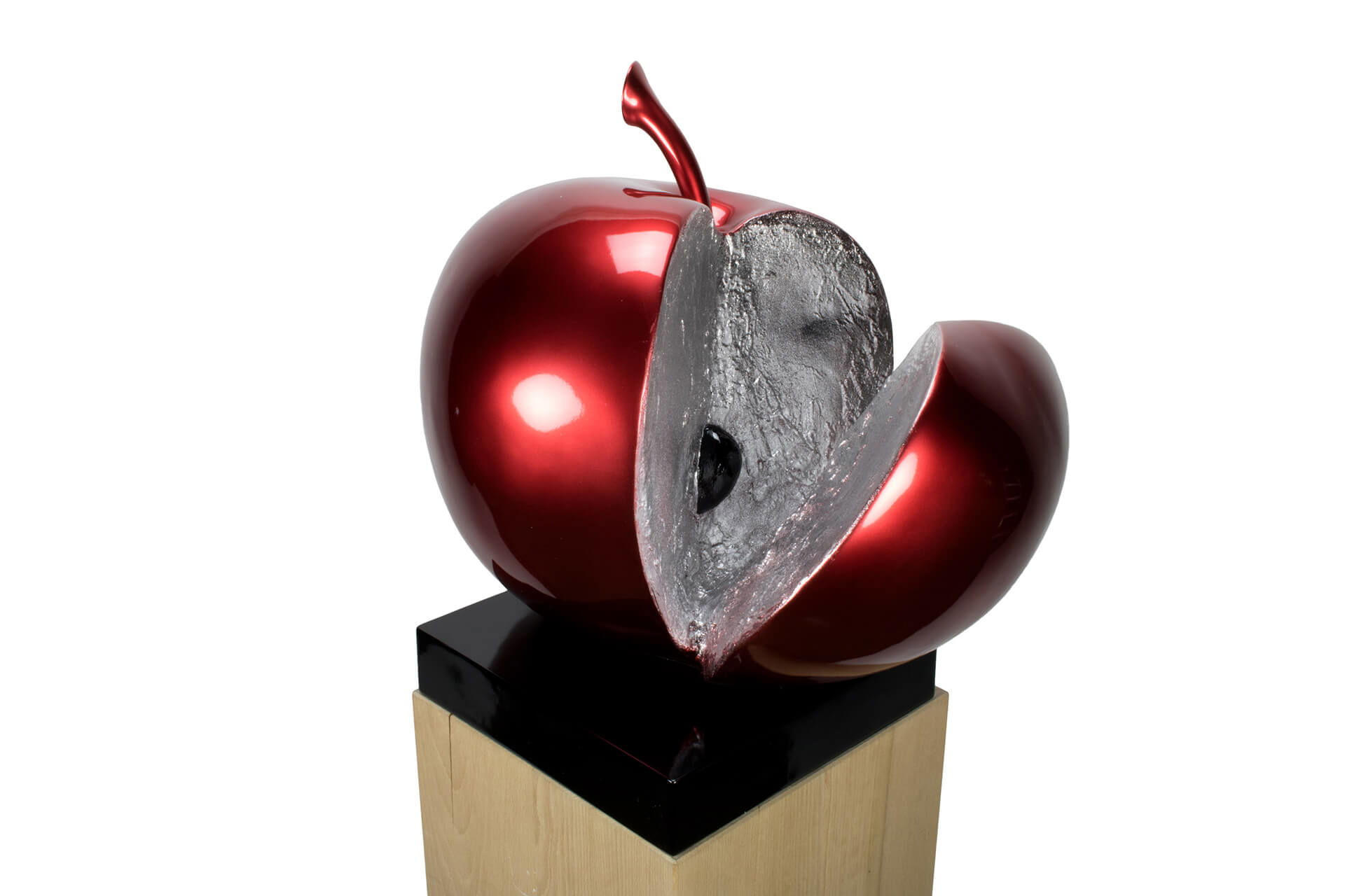 SKULPTUR Silber 51/54 cm - Rot/Silberfarben, Stein (51/54/40cm) - KUNSTLOFT