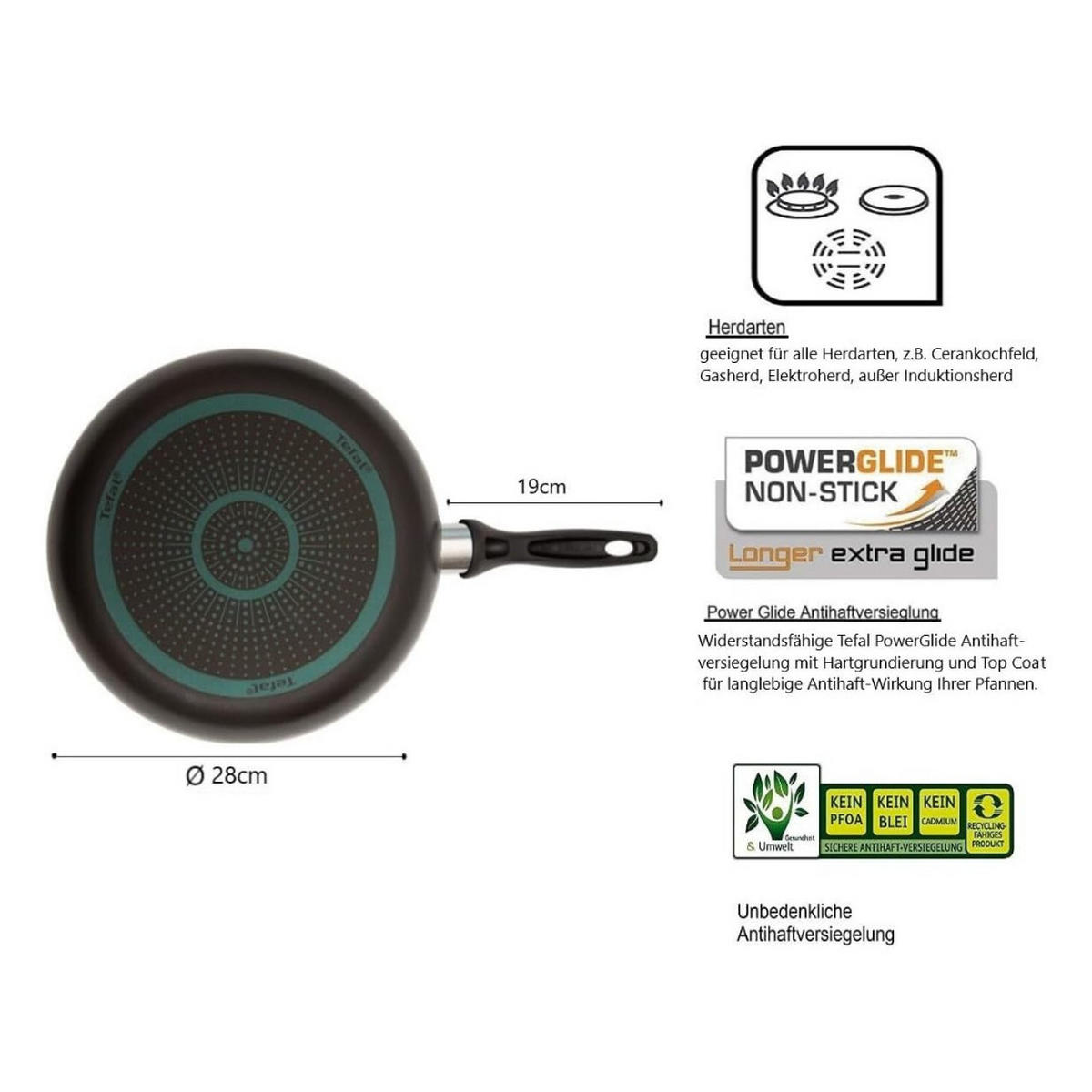 WOKPFANNE Cook & Clean 28 cm Schwarz Antihaftbeschichtung hoher Rand Thermo-Signal - Schwarz, Kunststoff/Metall (28cm) - Tefal