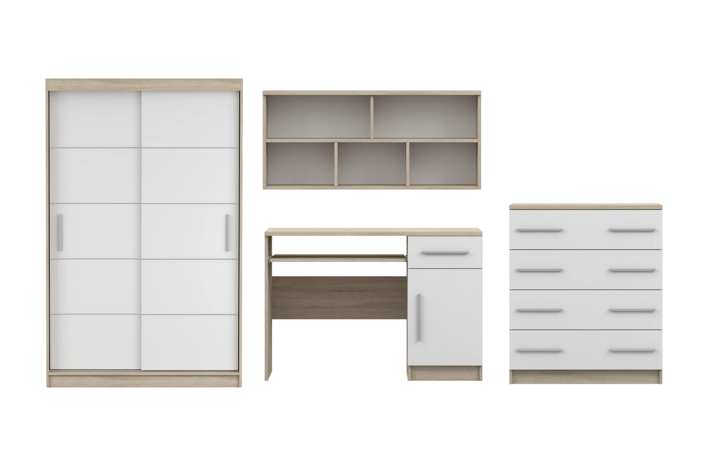 JUGENDZIMMER-SET TILL 06 PLUS 4-teilig in Eiche Sonoma / Weiß matt - Eichefarben/Weiß, Holzwerkstoff (410/200/61cm) - Deine Möbel 24