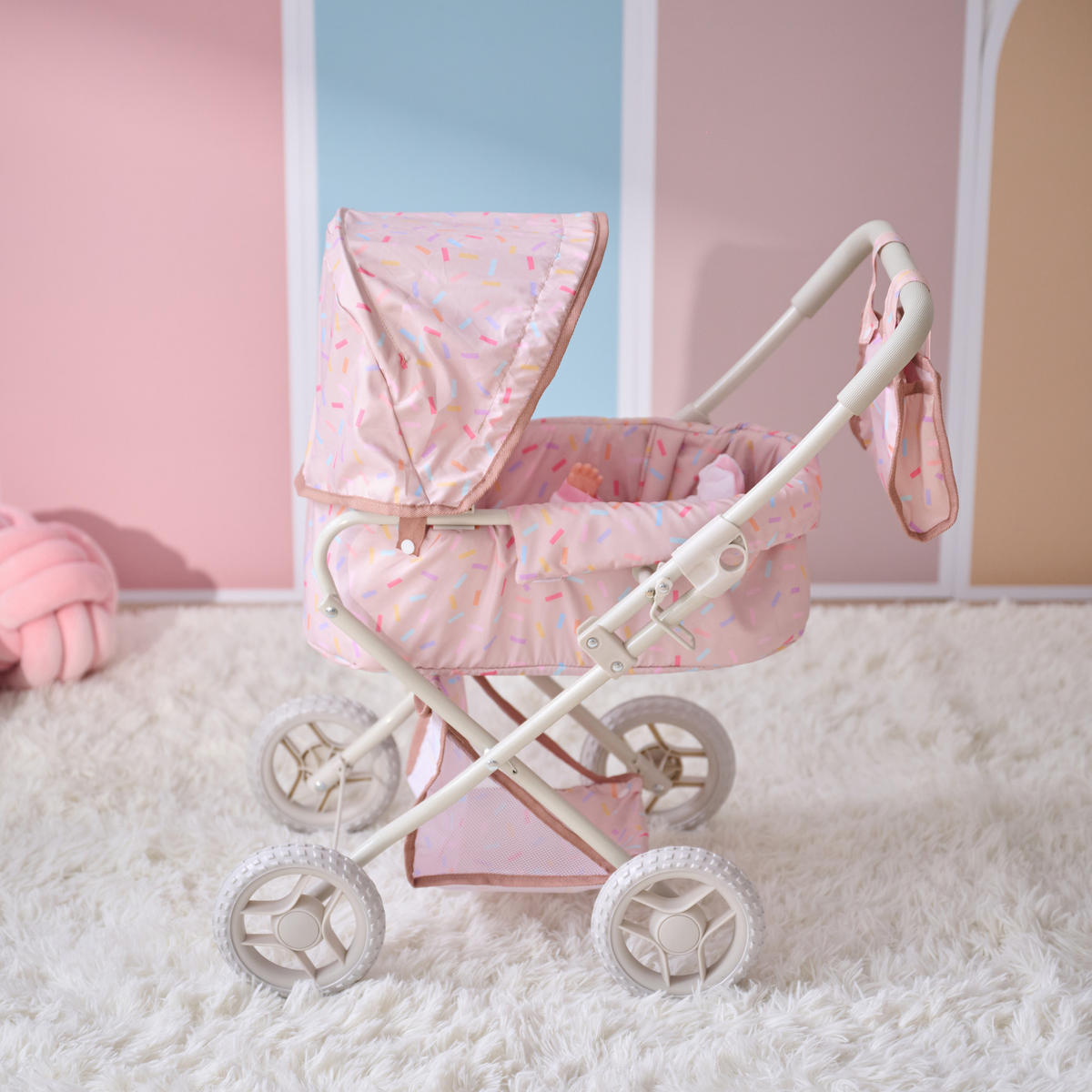 PUPPENWAGEN 2-in-1 Klassiker, Beige, 64cm - Beige, Holzwerkstoff (37/64/56cm) - Teamson Kids