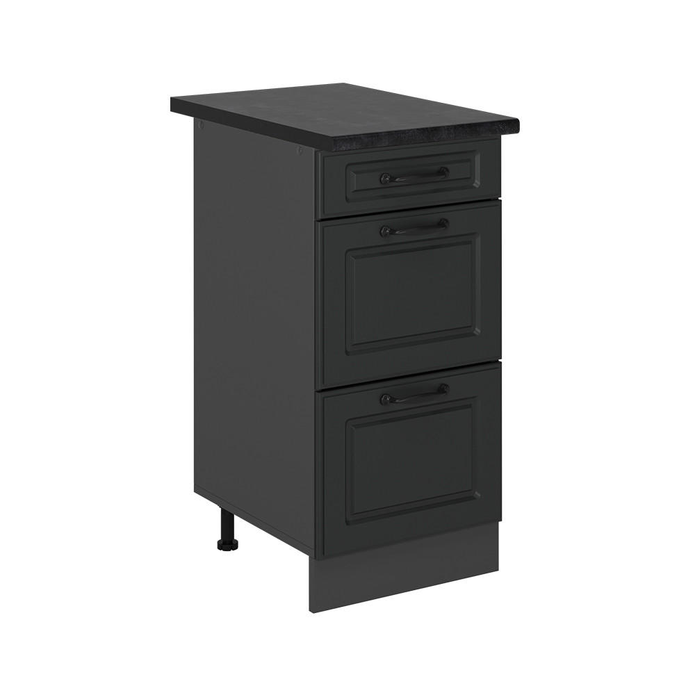 KÜCHENUNTERSCHRANK R-Line Anthrazit Landhaus 40 cm mit Schubladen, AP Anthrazit - Anthrazit, Holzwerkstoff (40/81.6/60cm) - Vicco