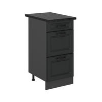 KÜCHENUNTERSCHRANK R-Line Anthrazit Landhaus 40 cm mit Schubladen, AP Anthrazit - Anthrazit, Holzwerkstoff (40/81.6/60cm) - Vicco